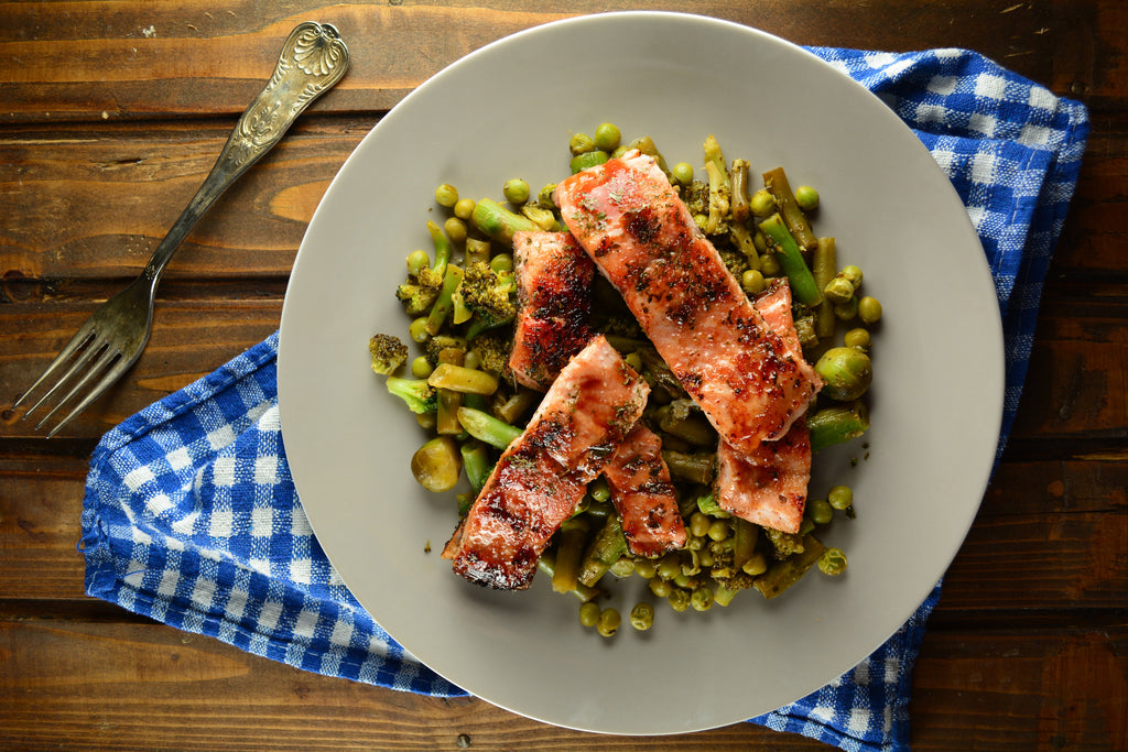 Celery Baked Salmon with Green Vegetables